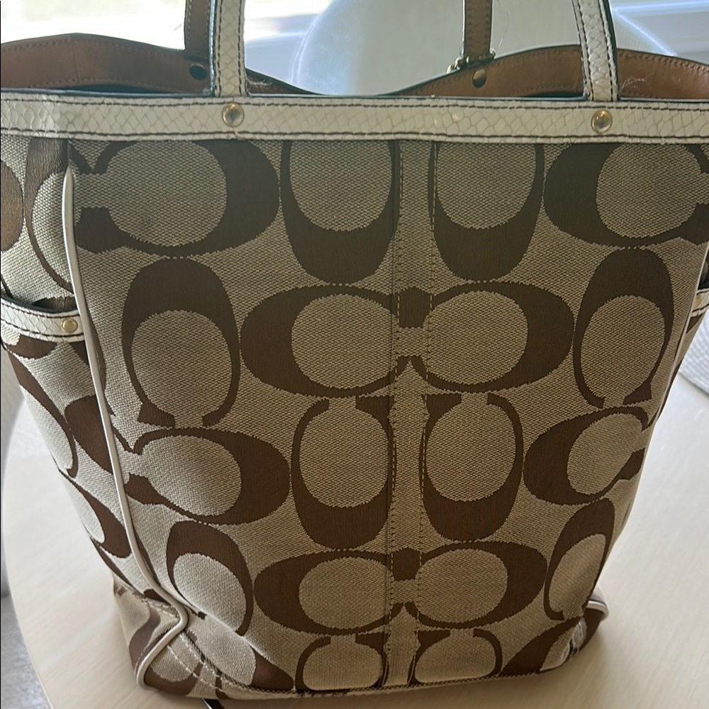 COACH Brown and Cream Tote Bag